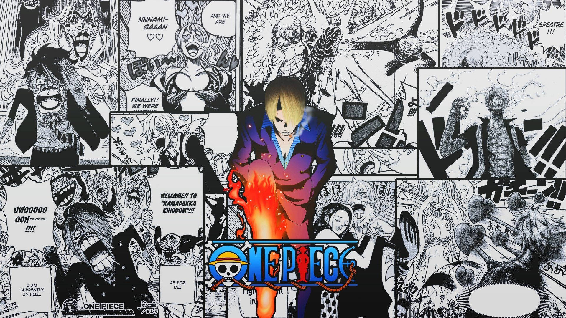 Olkihattukokki Sanji Manga-paneeli Taustakuvat
