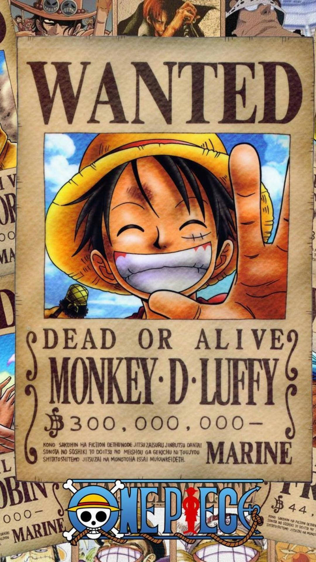 One Piece 4K Luffy etsintäkuulutusjuliste Taustakuvat