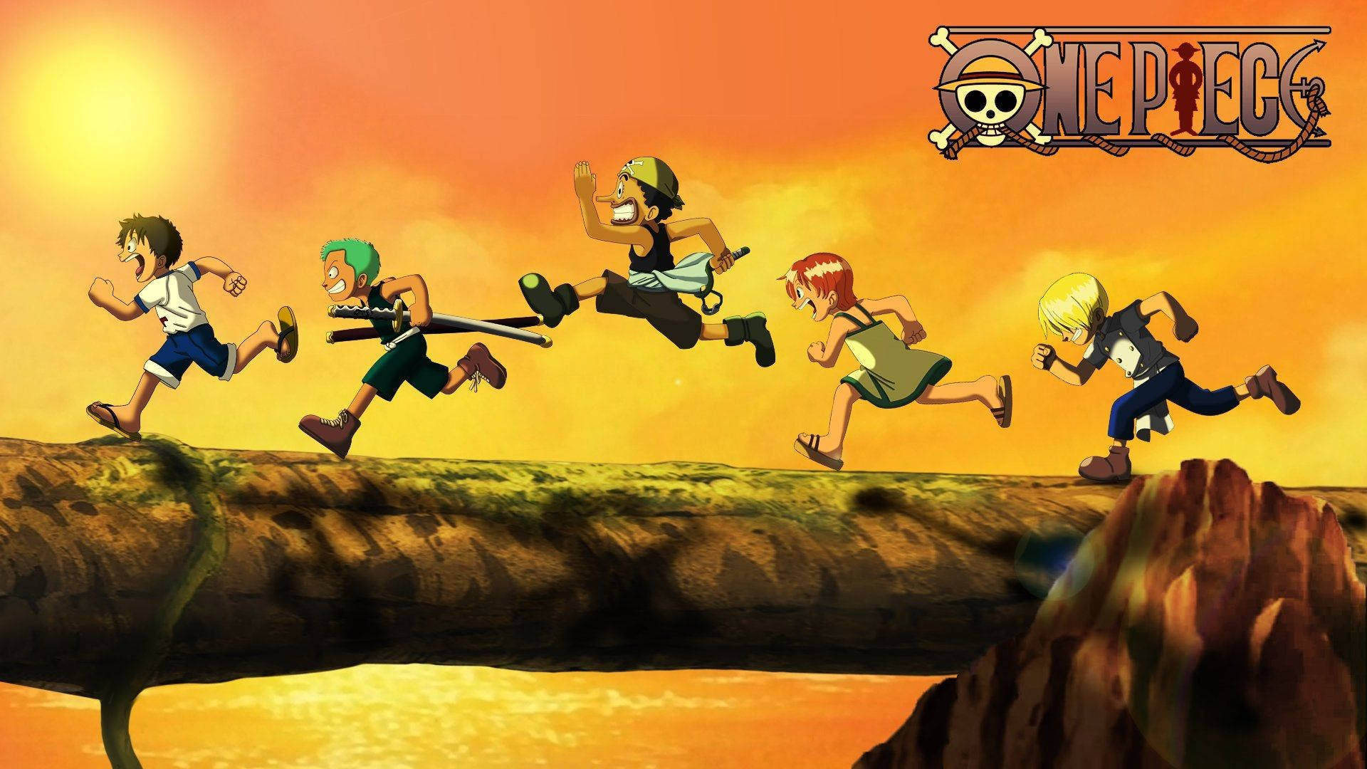 One Piece Live Lapset Jahtaavat Toisiaan Taustakuvat