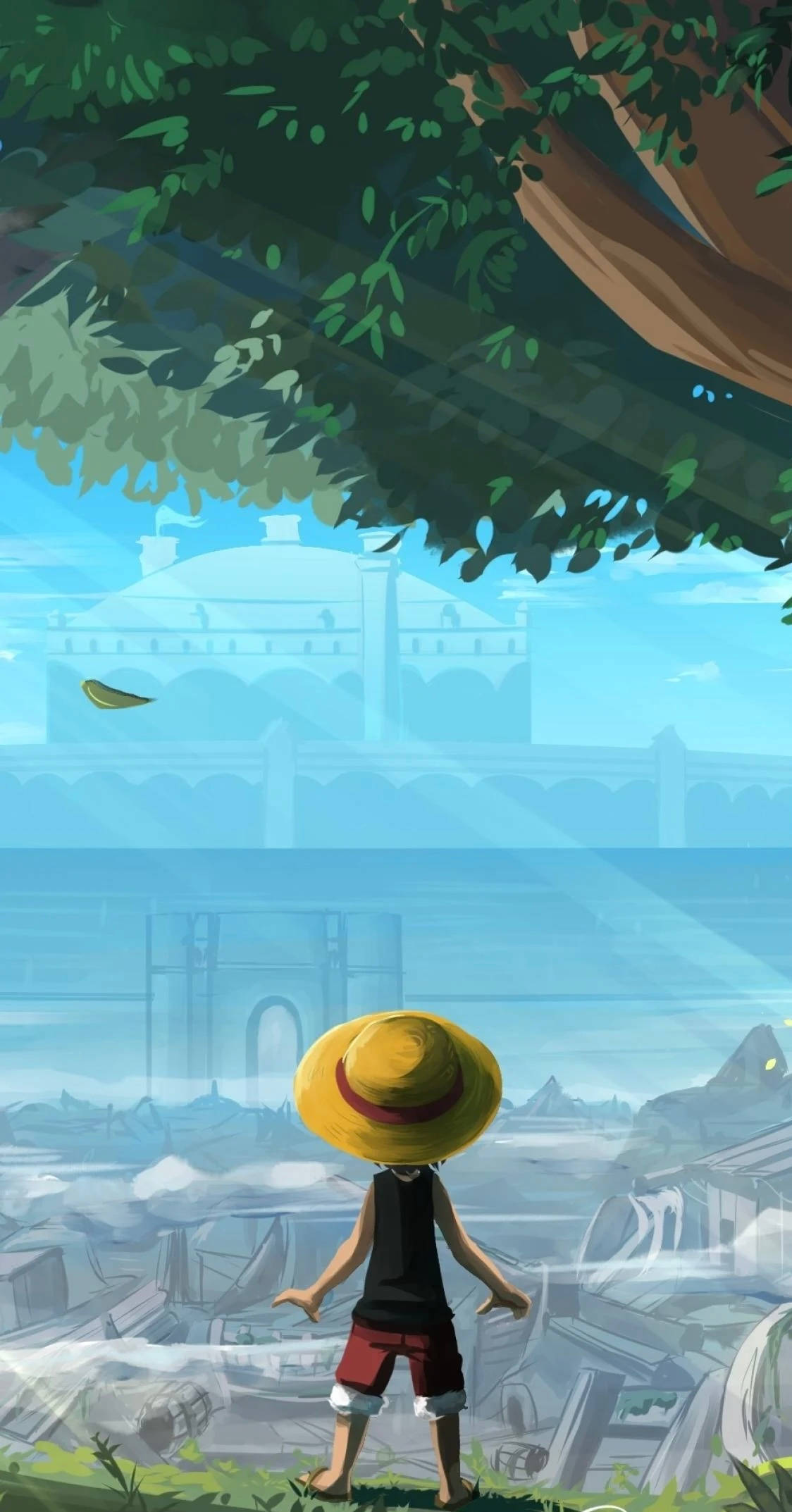 One Piece Luffy digitaalinen maalaus iPhone Taustakuvat