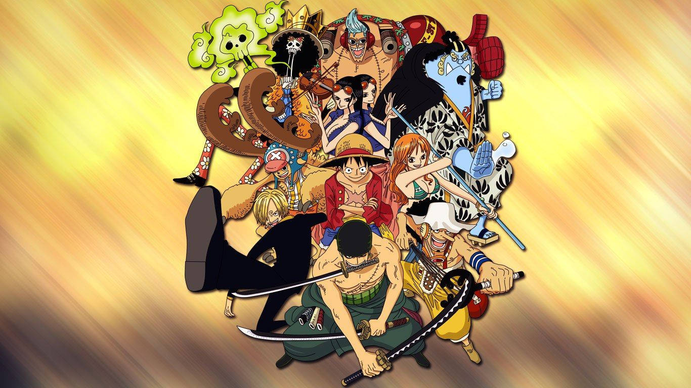 One Piece Olkihattupiraatit kasaantuneena yhteen -taustakuva.