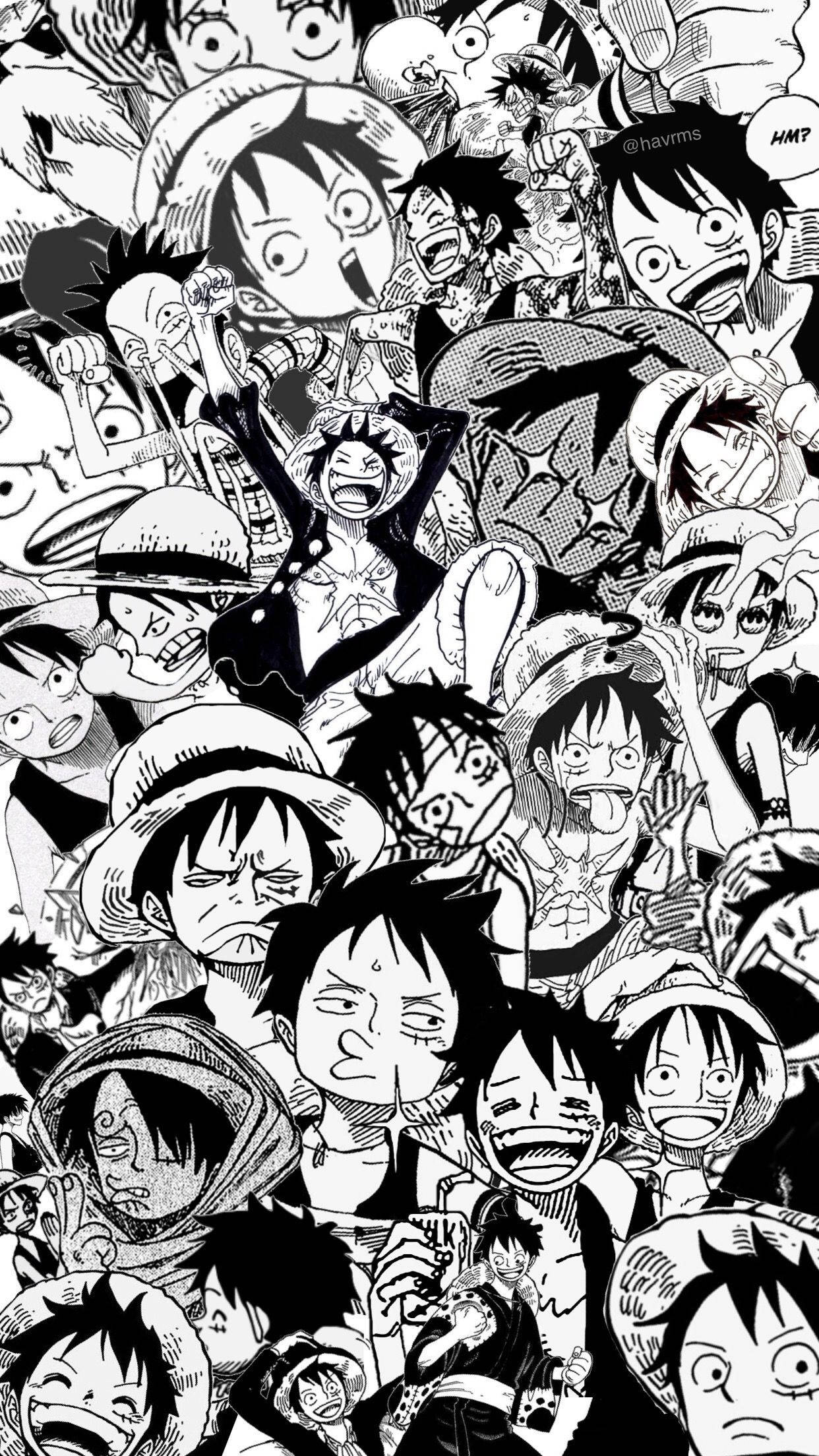 One Piece Puhelin Luffy Manga Kollaasi Taustakuvat