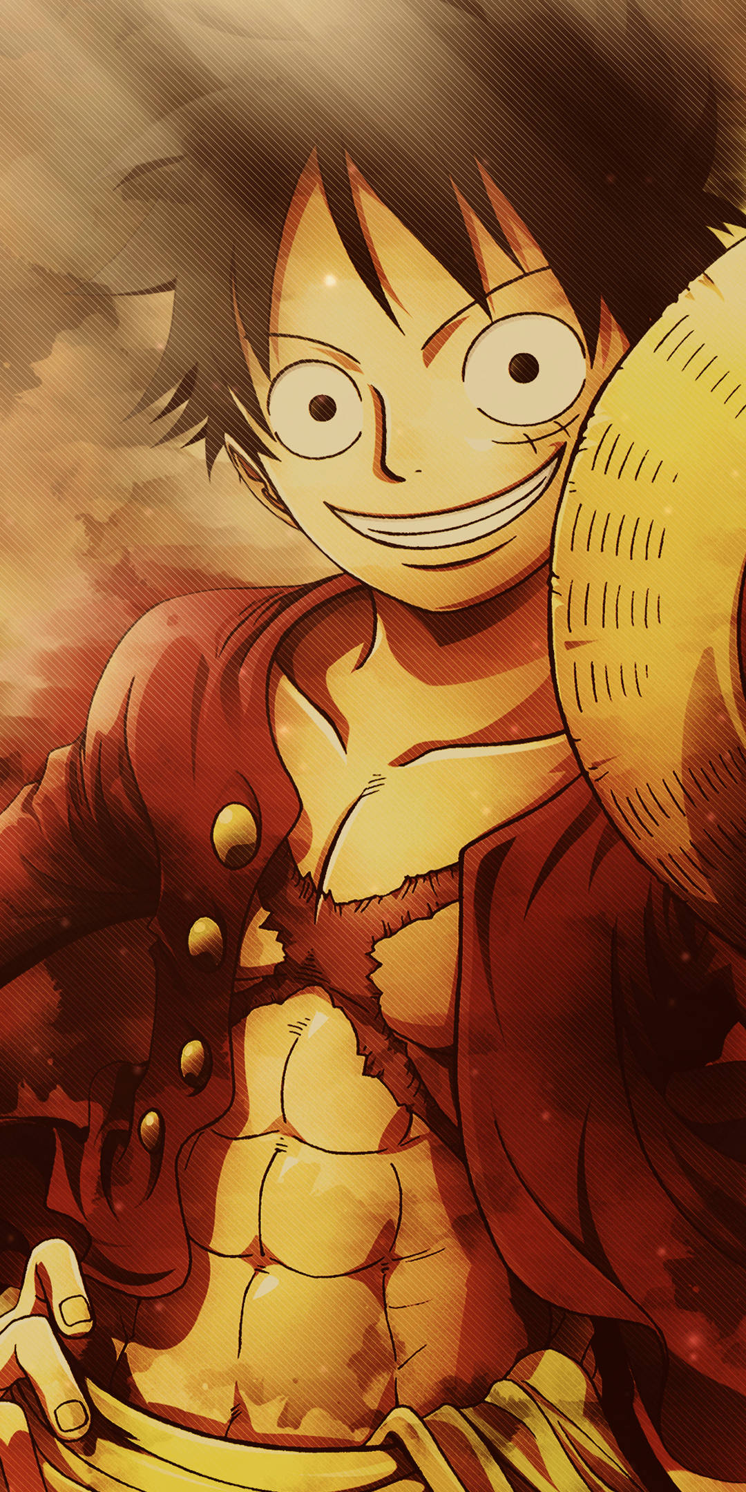 One Piece Puhelin Luffy Hymyilemässä Olkihatun Kanssa Taustakuvat