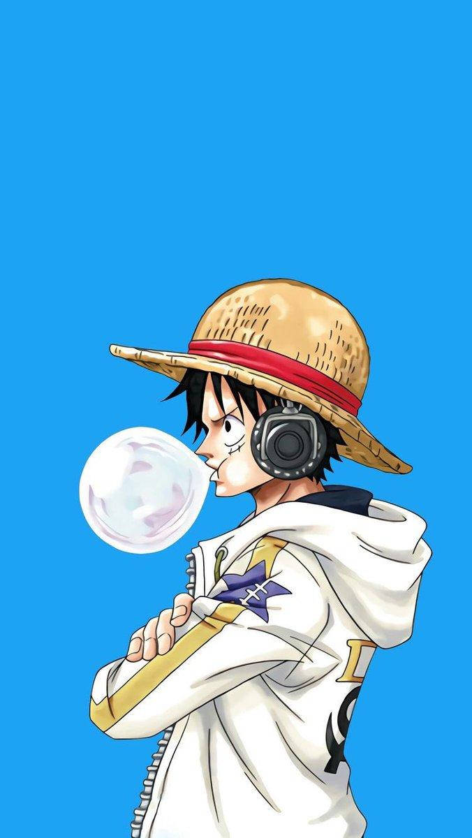 One Piece Puhelin Luffy Puhaltaa Purukumia Taustakuvat