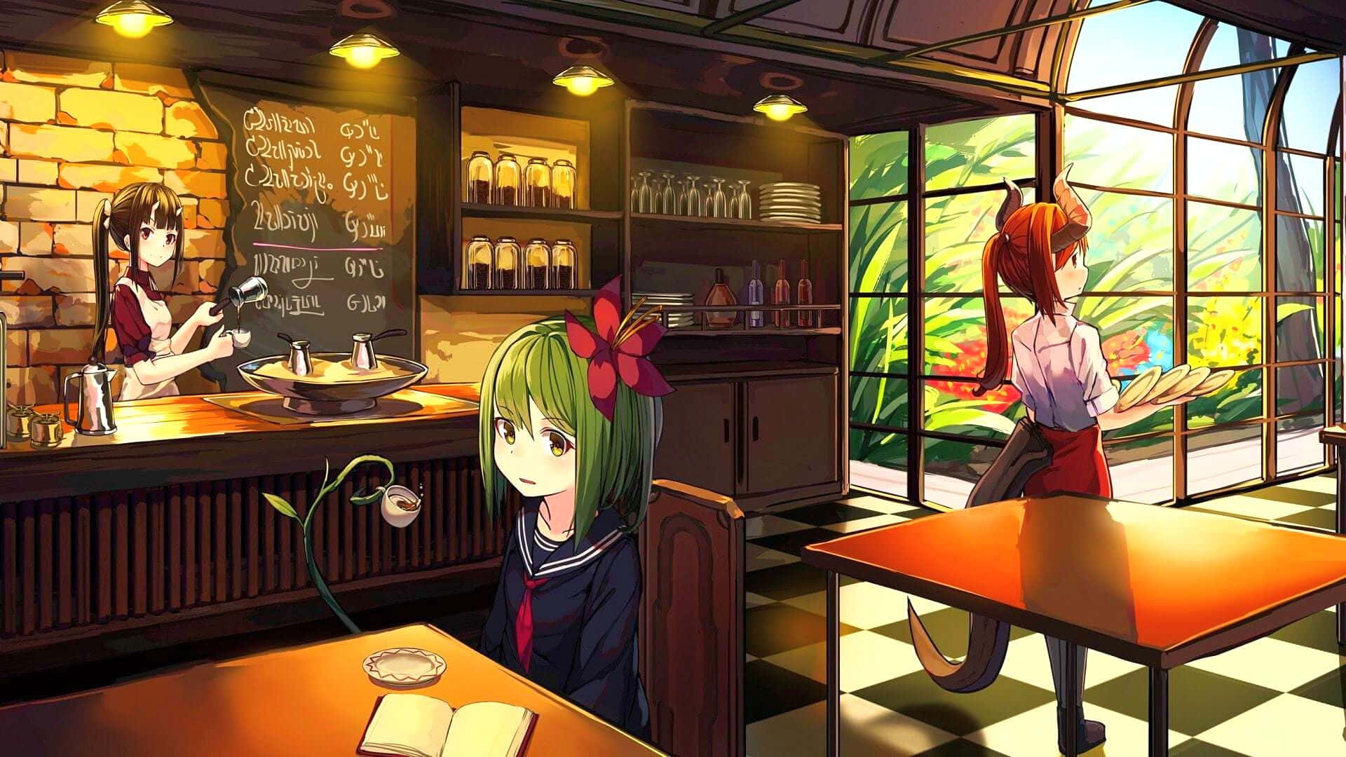 Opiskelija-animekahvilan tausta Taustakuvat