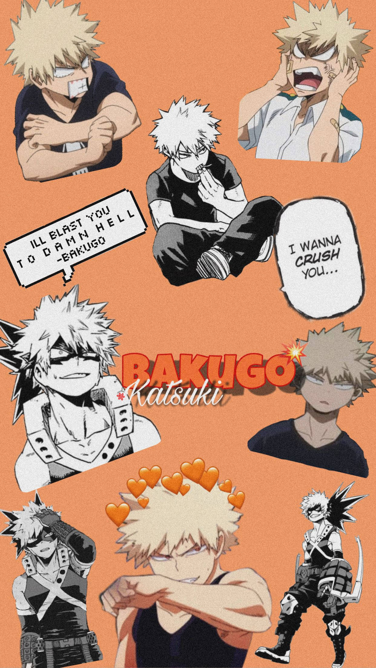 Oranssi esteettinen My Hero Academia Katsuki Bakugo -linjaukset Taustakuvat
