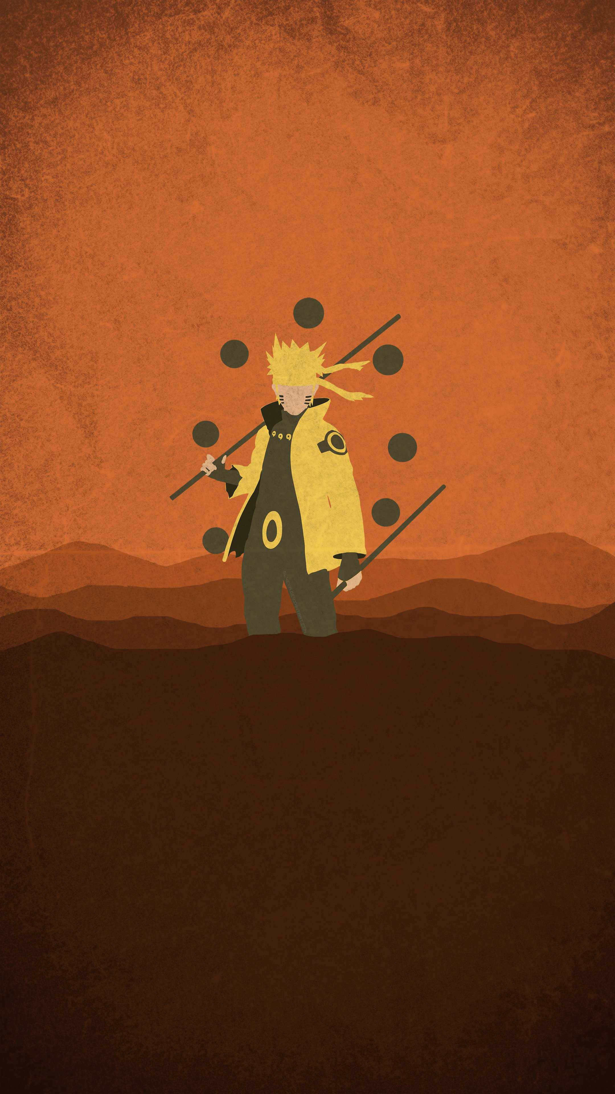 Oranssi ja keltainen Naruto-estetiikka puhelimen taustakuva Taustakuvat