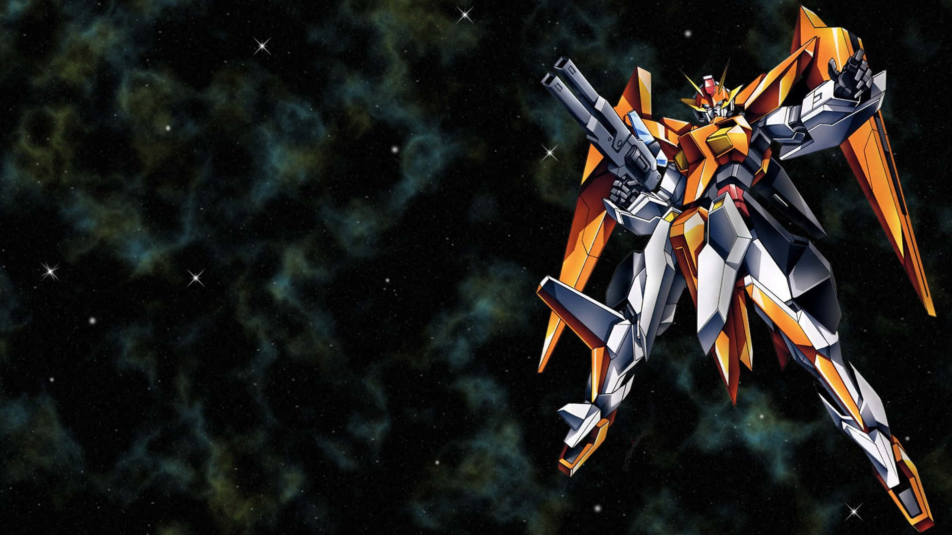 Oranssi ja valkoinen Gundam-työpöytä Taustakuvat