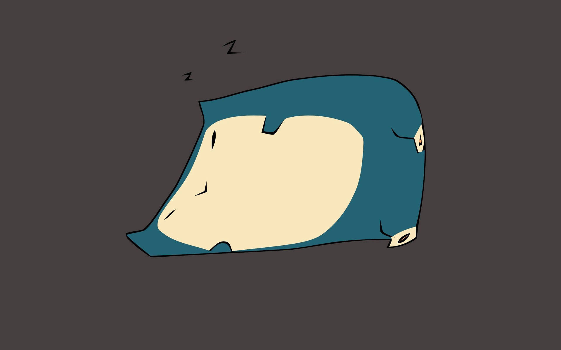 Sininen Snorlax nukkumassa minimalistisella taustalla.