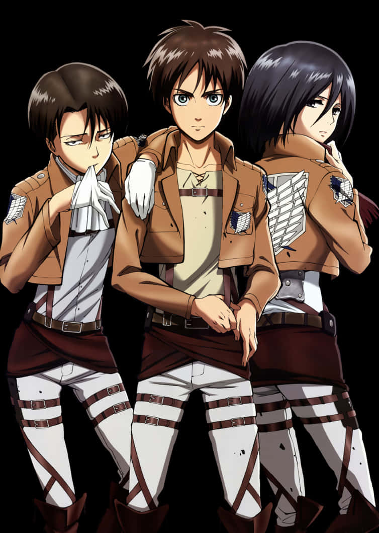 Päähenkilöt Attack on Titan -animaatiossa Taustakuvat