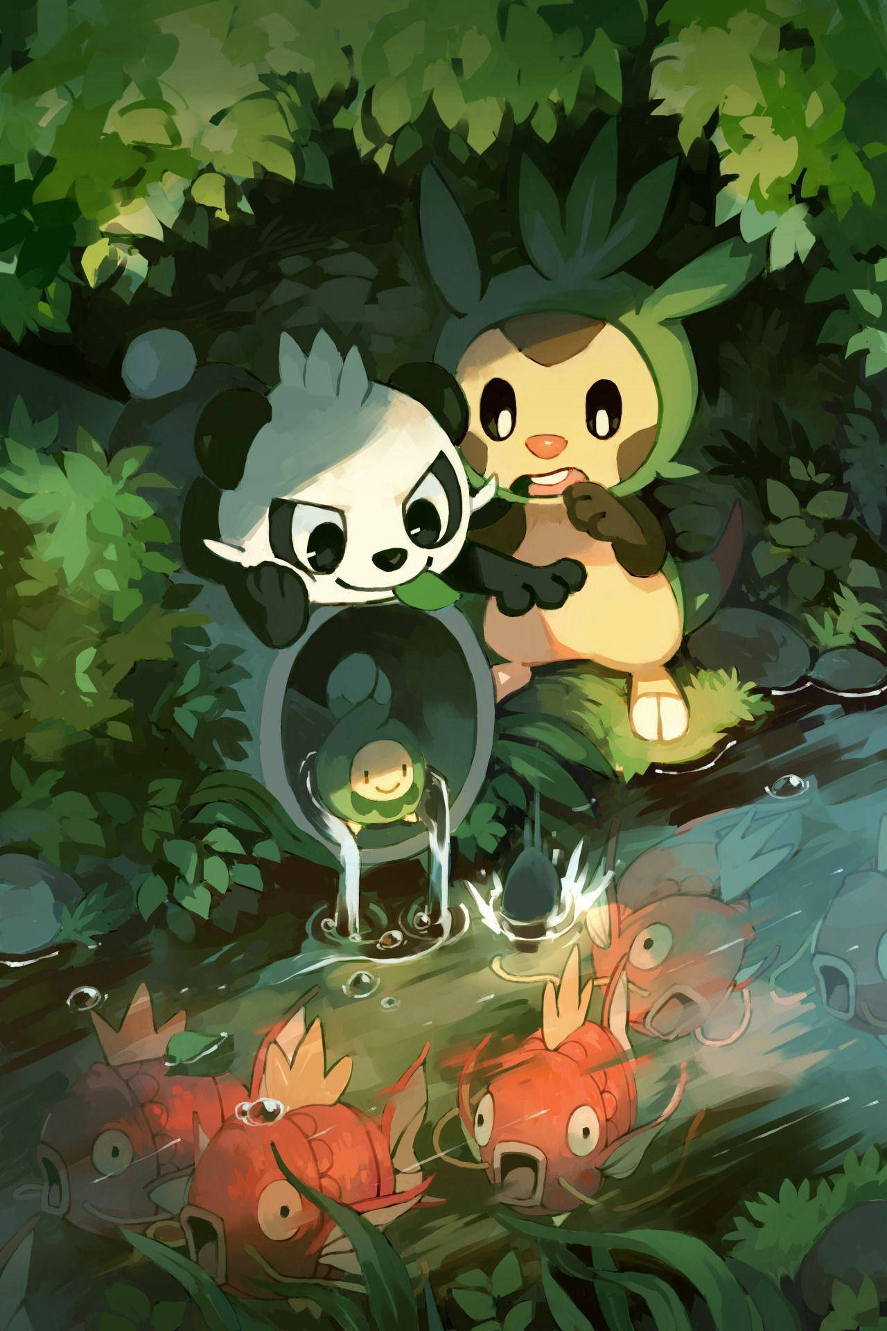 Pancham, Chespin ja Budew Taustakuvat