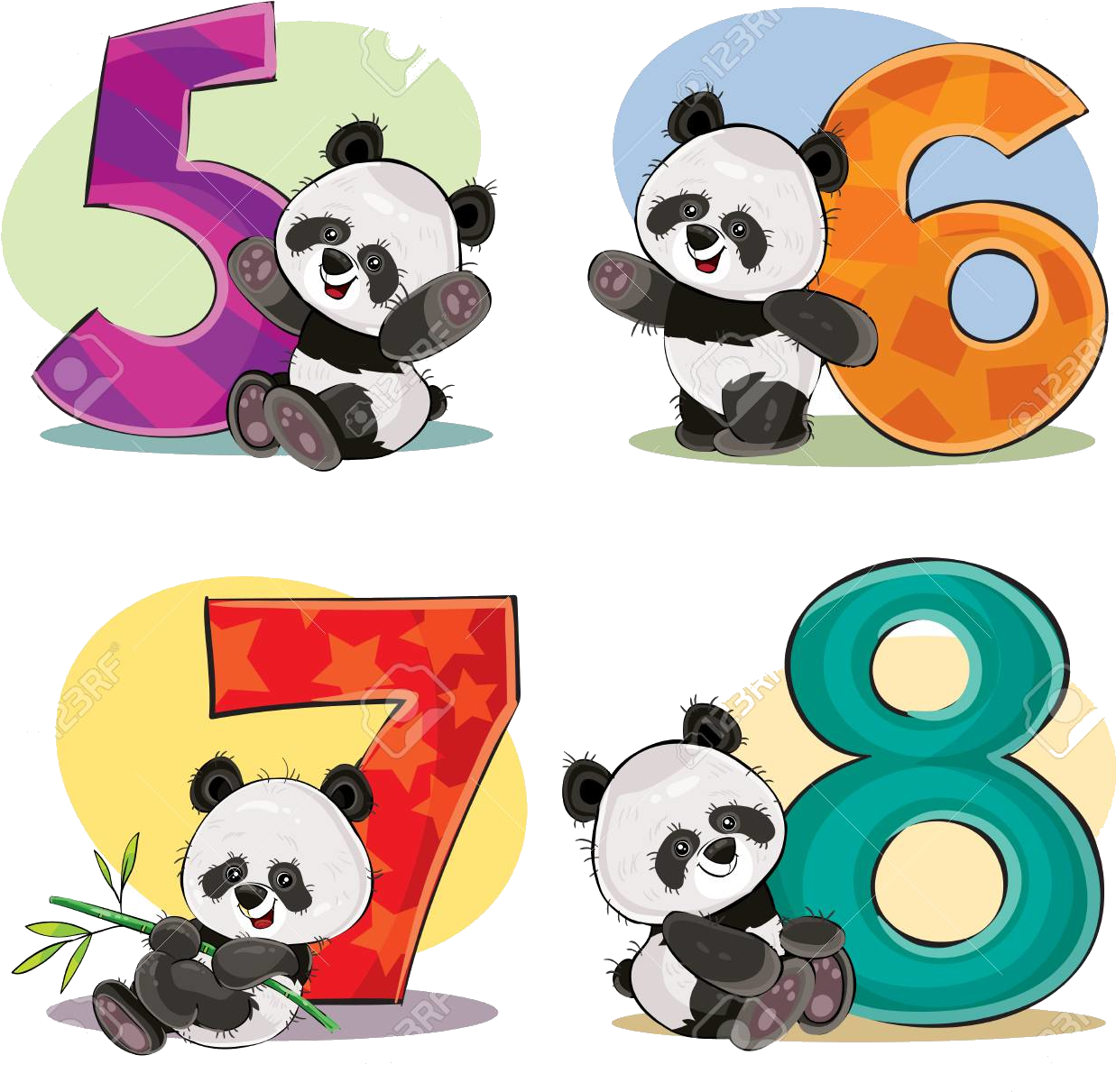 Panda_ Numerot_5-8 Taustakuvat