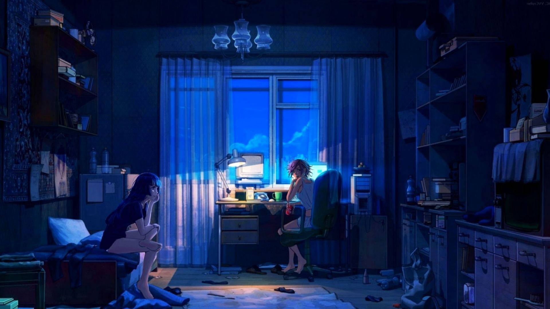 Pari animetyylisessä huoneessa Taustakuvat