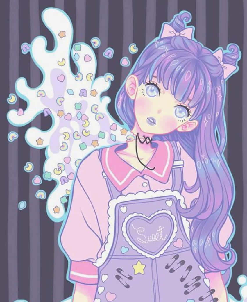 Pastelligootti-animetyttö haalareissa Taustakuvat