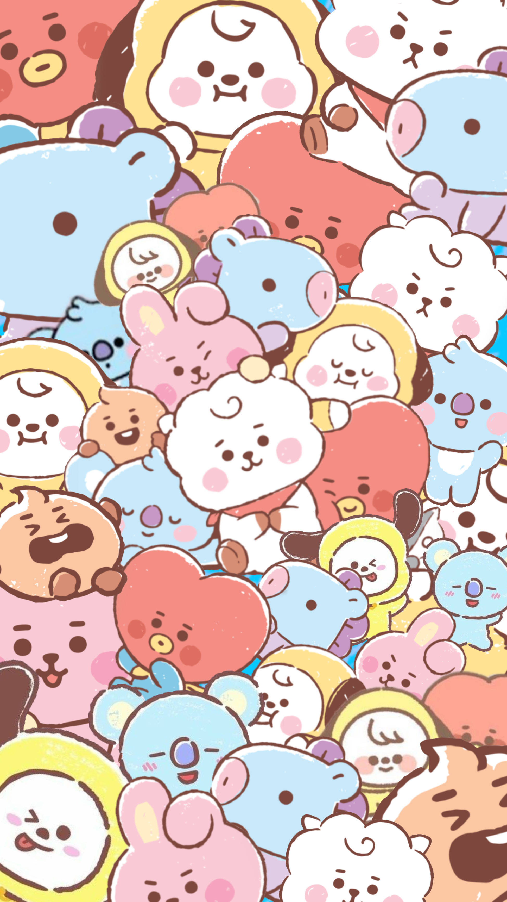 Pastellin violetti Cooky ja BT21-ystävät Taustakuvat