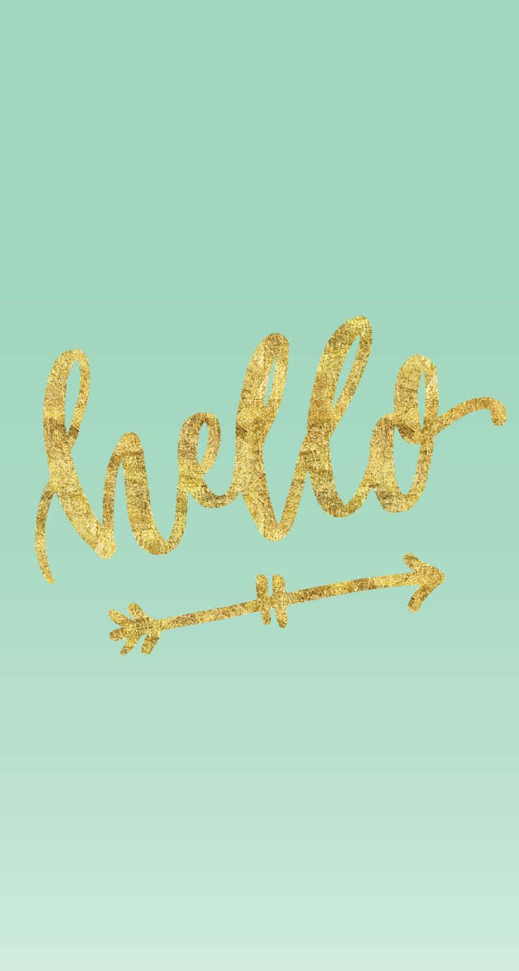 Pastellivihreä tausta kultainen Hello Taustakuvat