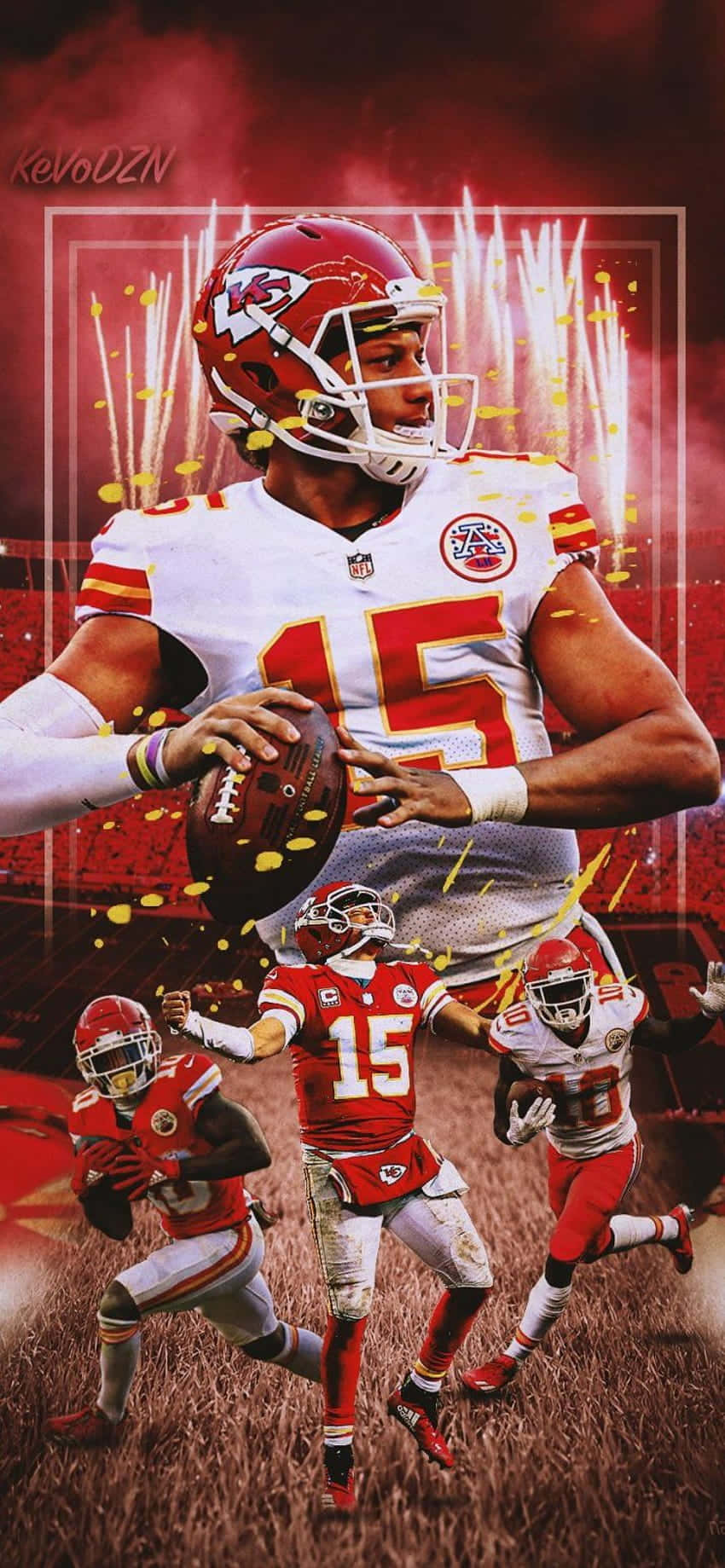 Pat Mahomes pitää puhelintaan Taustakuvat