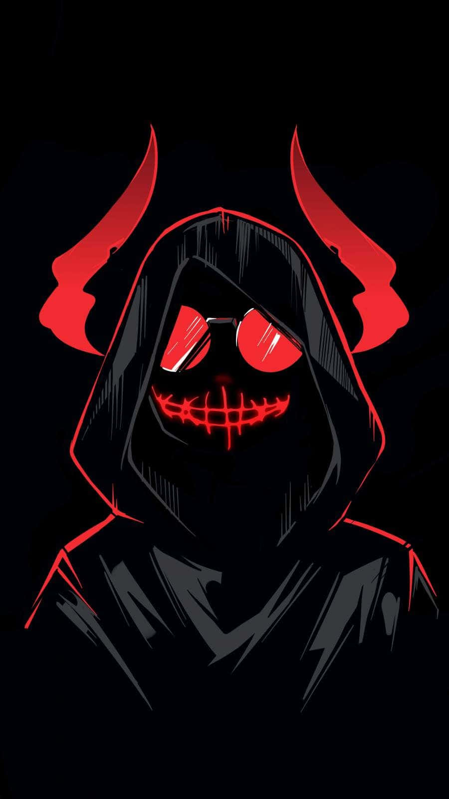 Pelottava anime-demoni punaisilla sarvilla Taustakuvat
