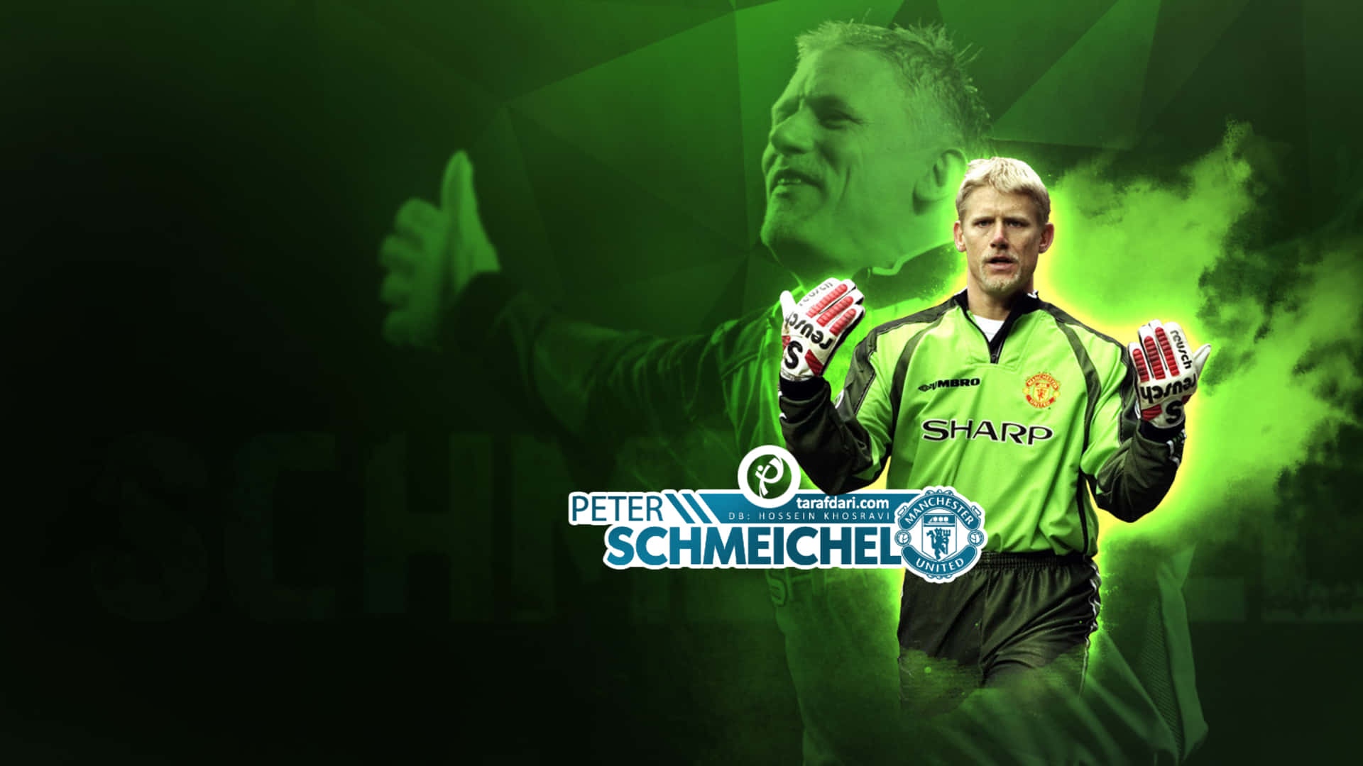 Peter Schmeichelin vihreä grafiikkataide maalivahti Manchester United Taustakuvat