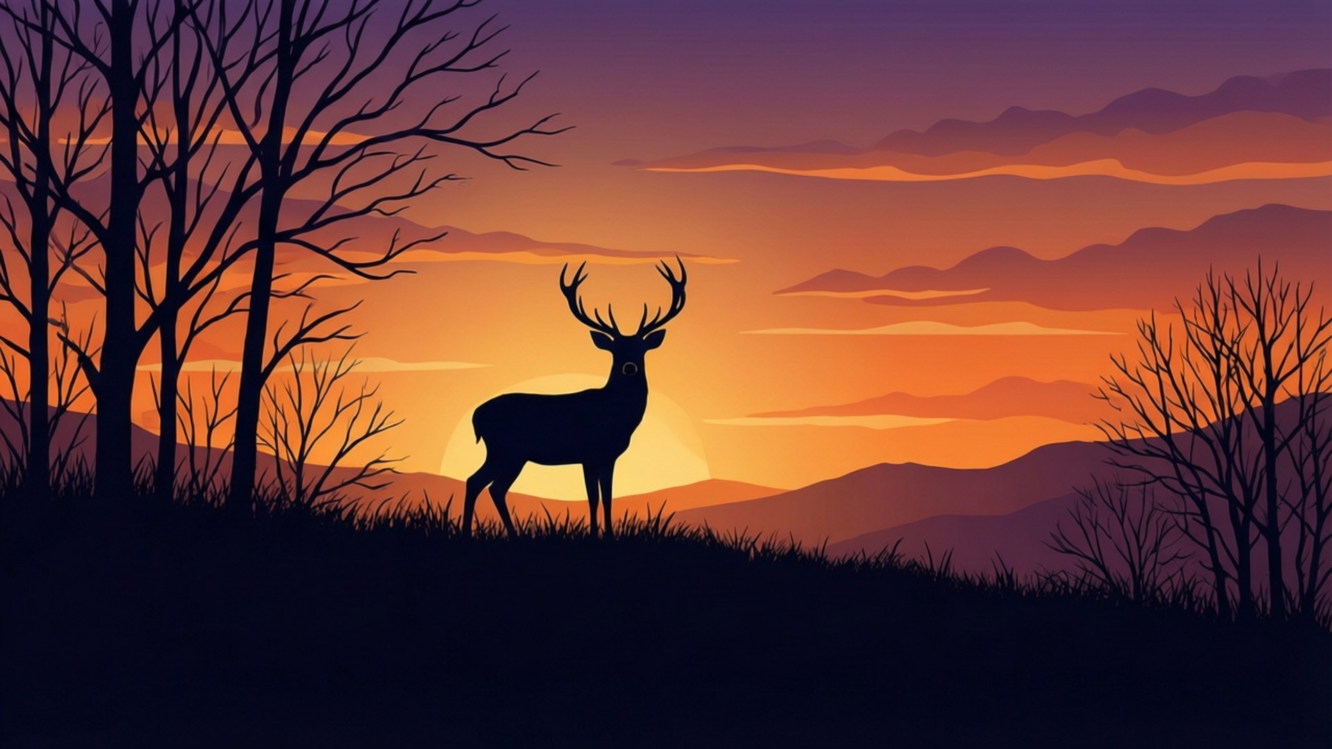 Peura auringonlaskun siluetissa Taustakuvat