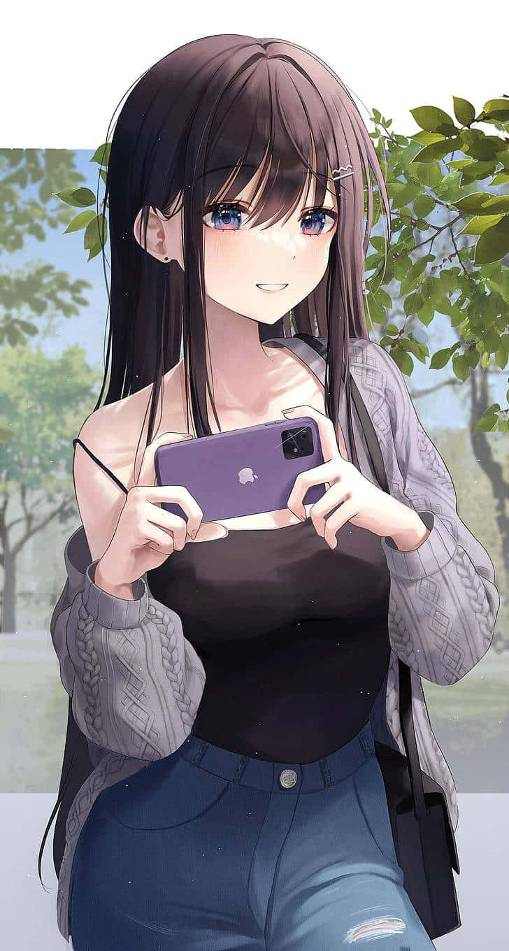 Pieni anime-tyttö tervehtii maailmaa Taustakuvat