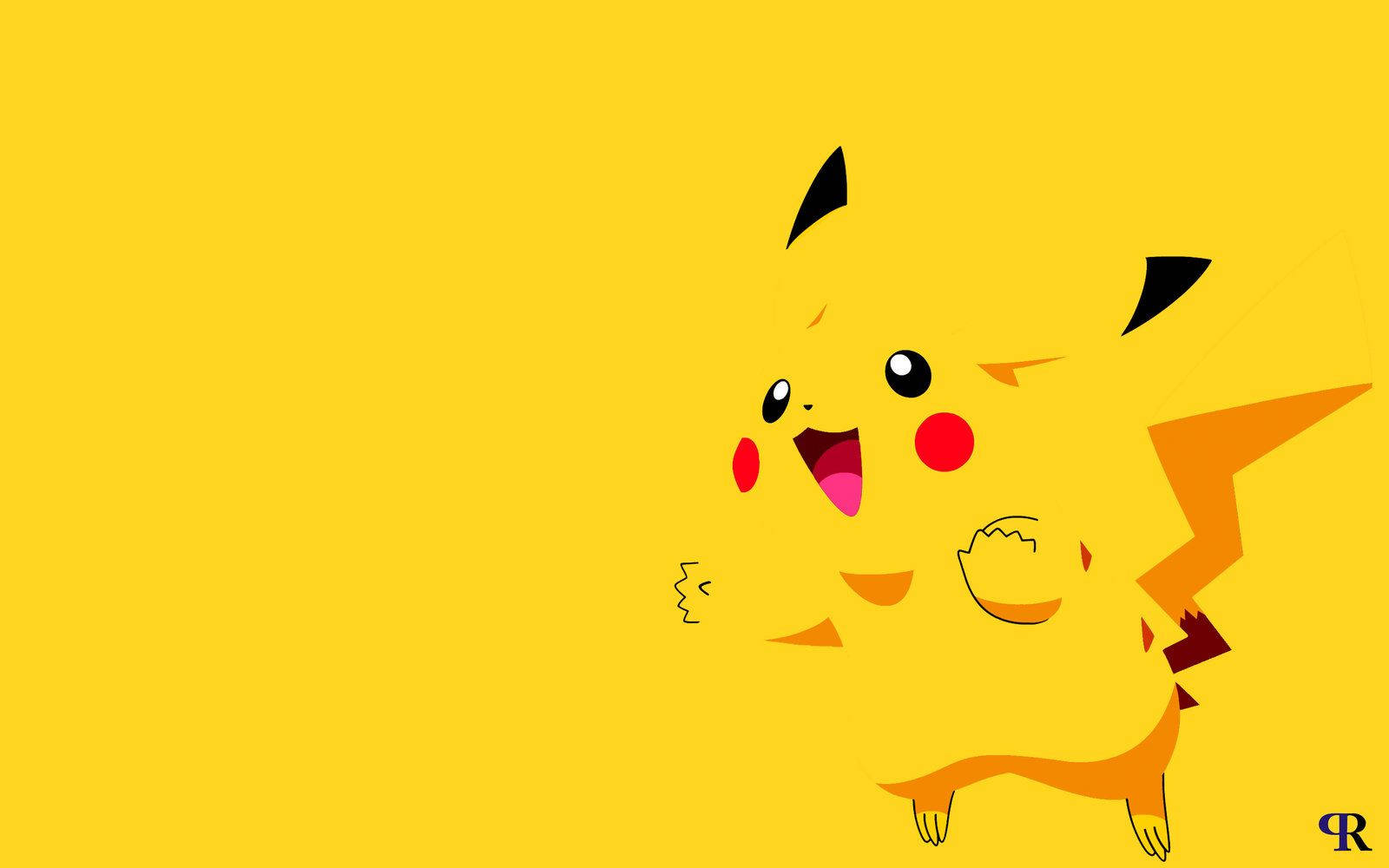 Taustakuva Pikachusta, joka sulautuu keltaiseen taustaan.