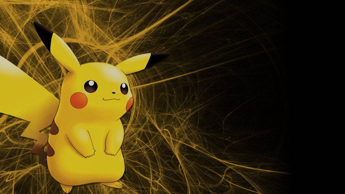Pikachu-taustakuva kultalankakuvioilla mustalla taustalla
