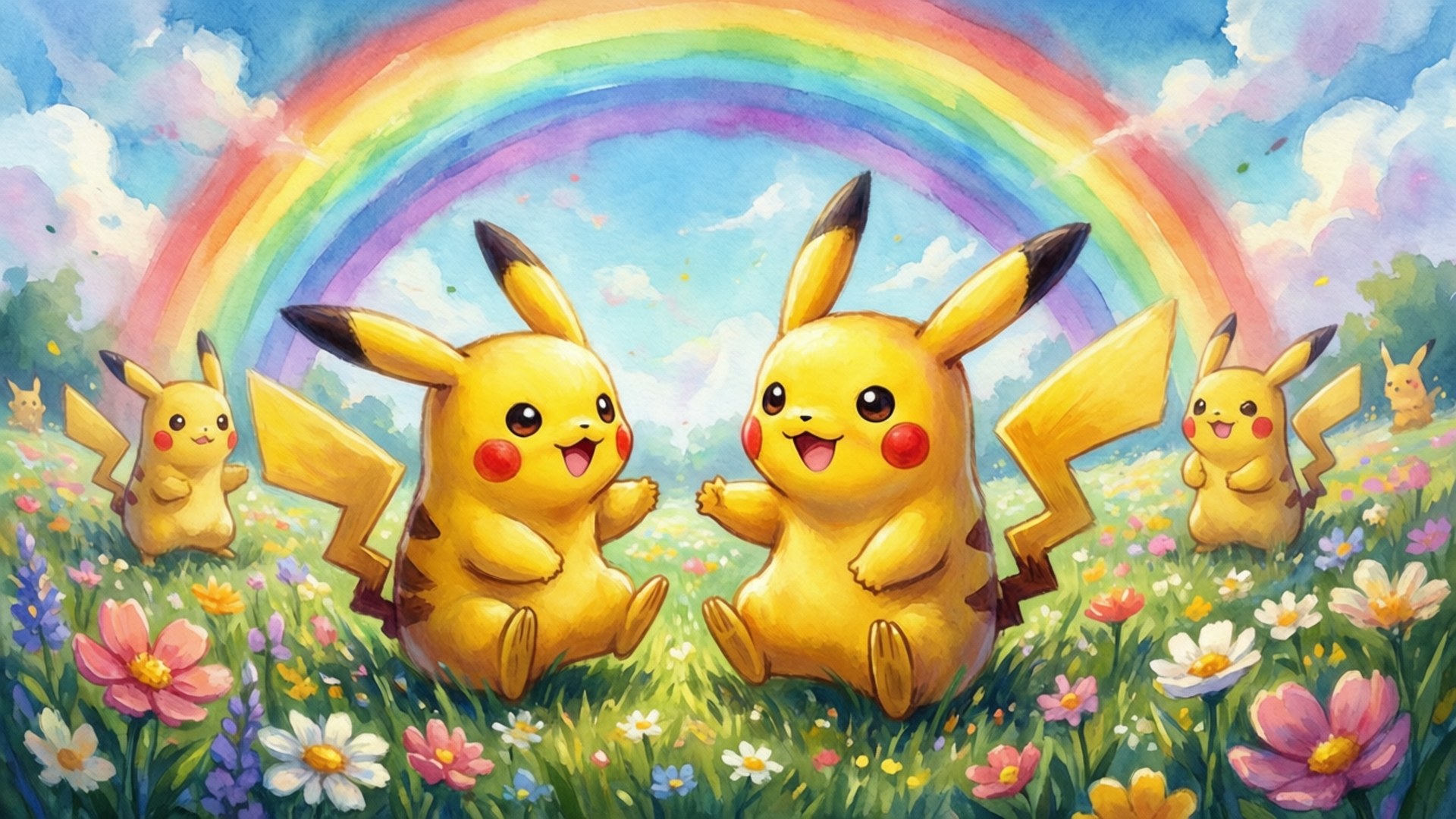 Pikachu kukkakedolla Taustakuvat