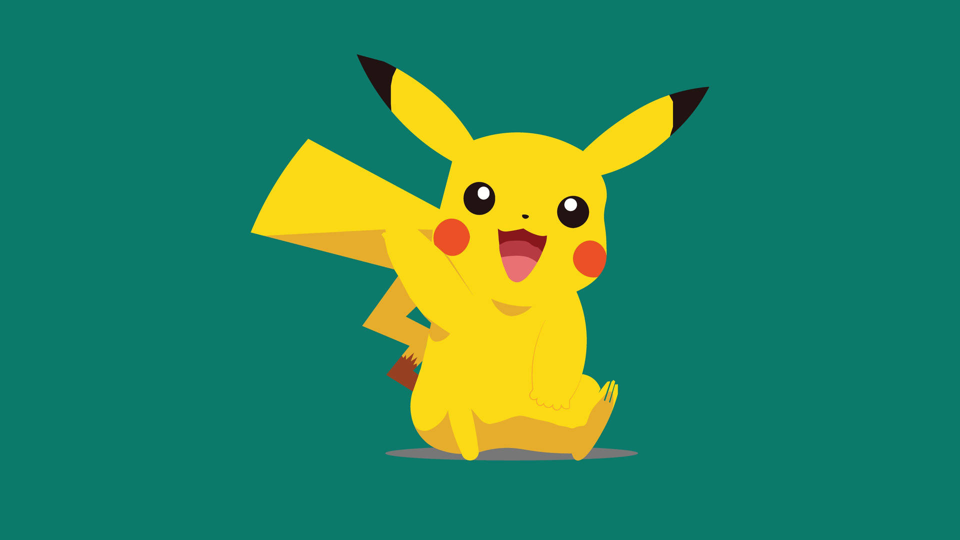 Pikachu-taustakuva männynvihreällä taustalla.