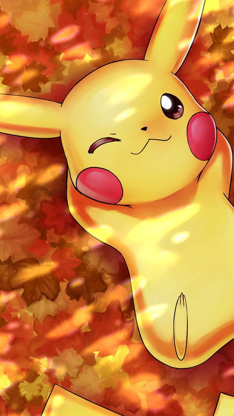 Taustakuva Pikachusta piirrettynä animemaisella visuaalilla.