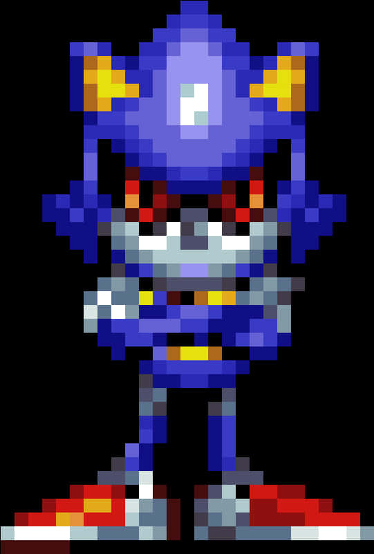 Pikselöity Metal Sonic seisomassa Taustakuvat