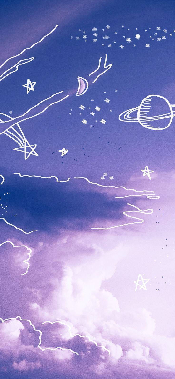Pilvet ja planeetat pastellin violetti Tumblr Taustakuvat