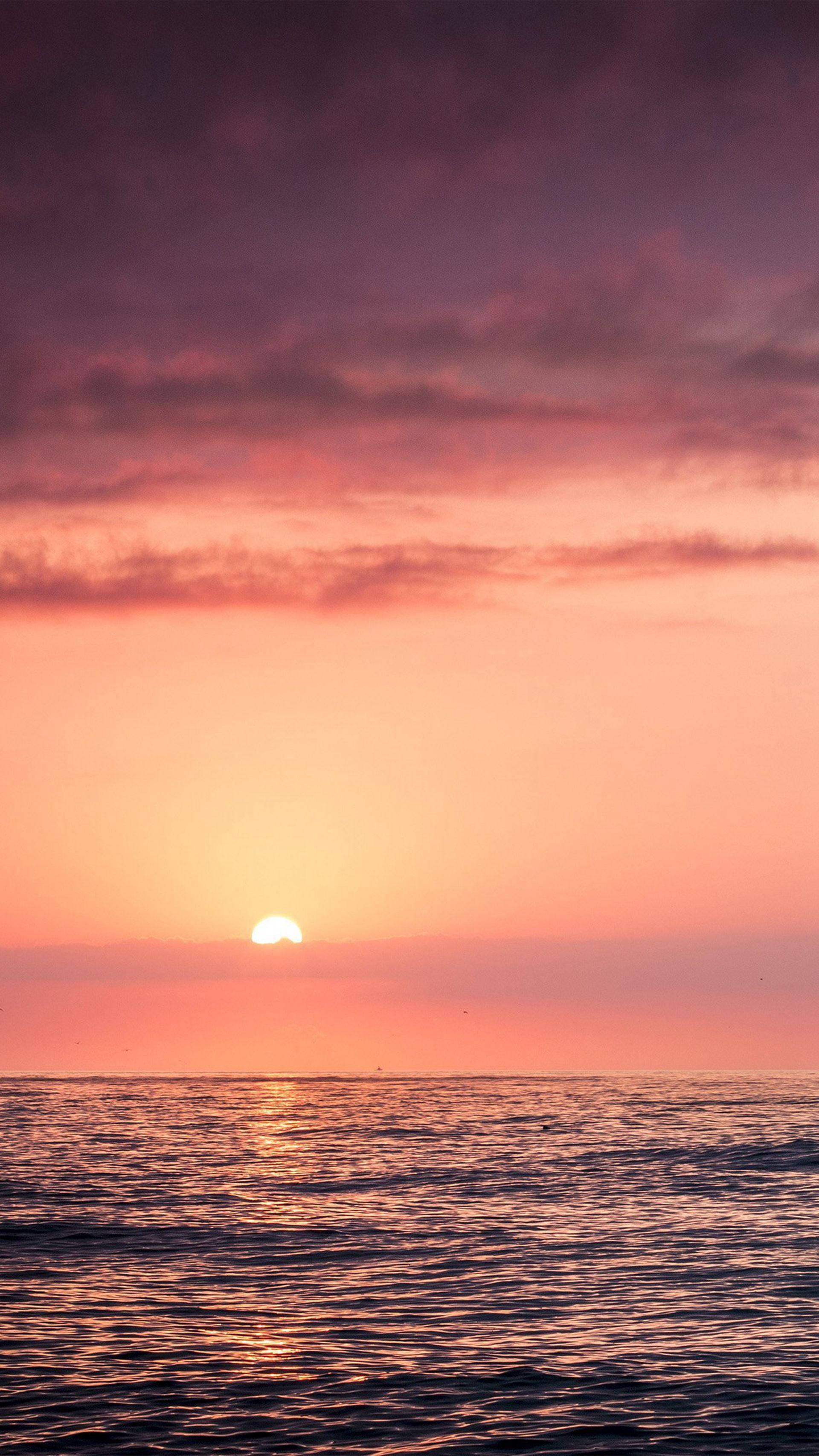 Pilvinen vaaleanpunainen auringonlaskumeri Taustakuvat