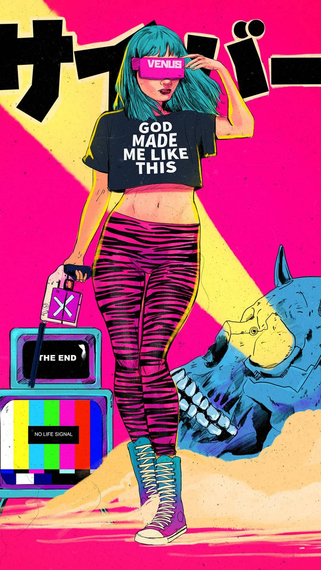 Pink Pop Art -esteettinen tyttö Taustakuvat
