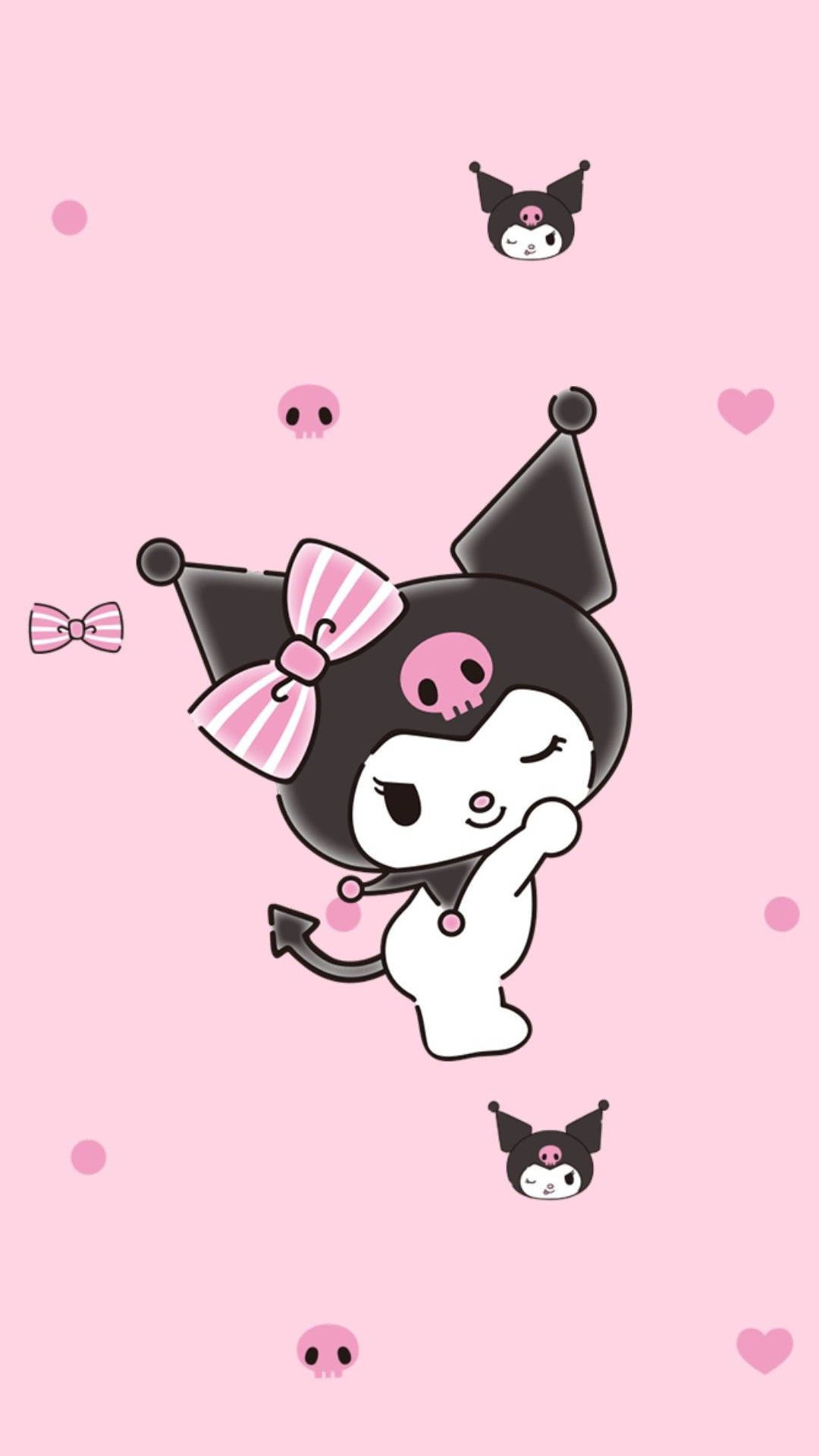My Melody Kuromi vaaleanpunaisella taustalla