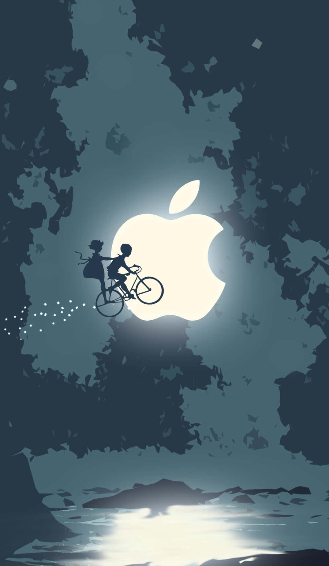 Pixel 3 Apple-logo ja lentävä polkupyörä -tausta Taustakuvat