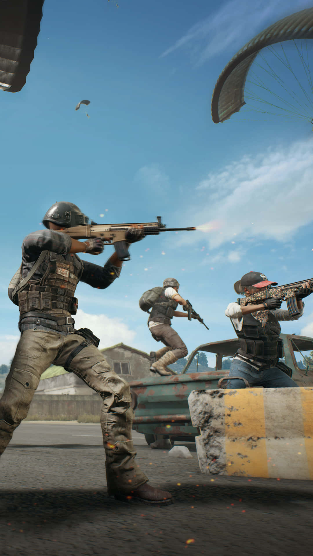 Pixel 3 Playerunknown's Battlegrounds - Hahmot Keskellä Pelin Taustaa Taustakuvat