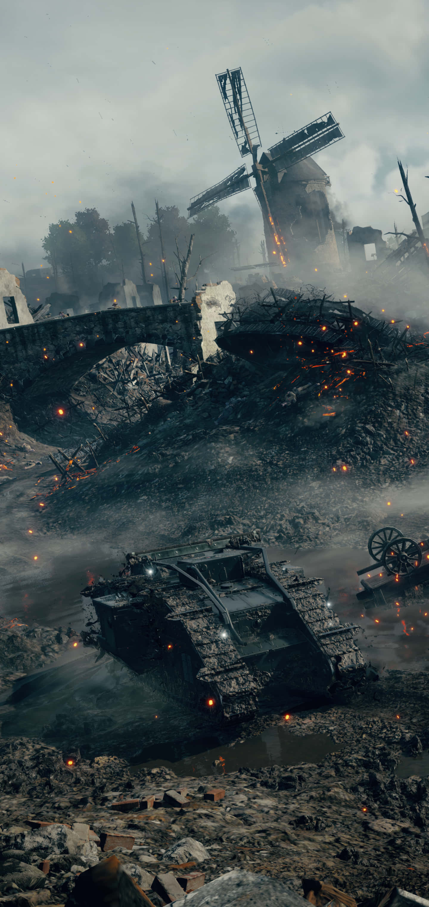 Pixel 3xl Battlefield 1 Taustakuva Tankki Savuisessa Ympäristössä Taustakuvat