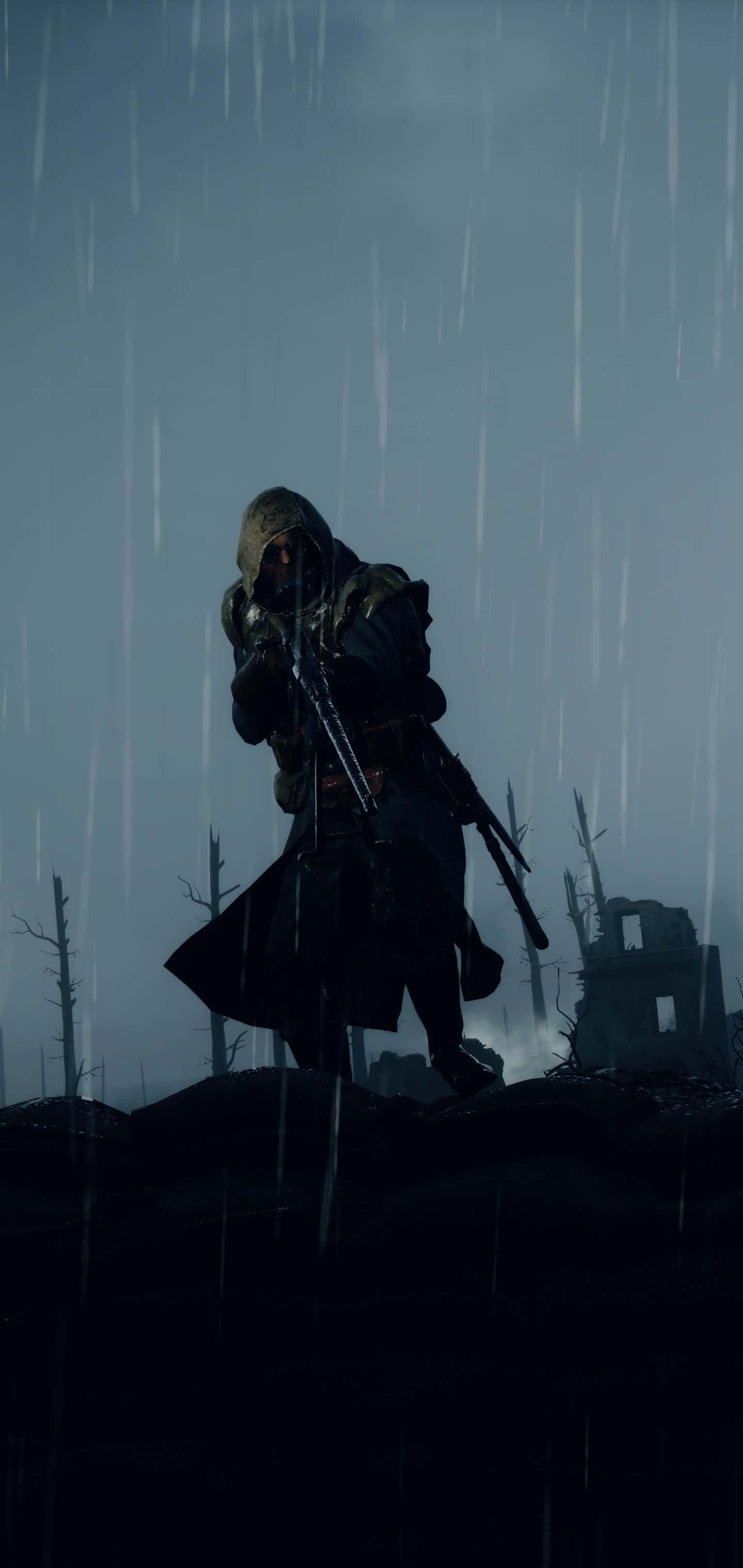 Pixel 3xl Battlefield 1 Taustakuva Huppupäinen Sotilas Sateessa Taustakuvat