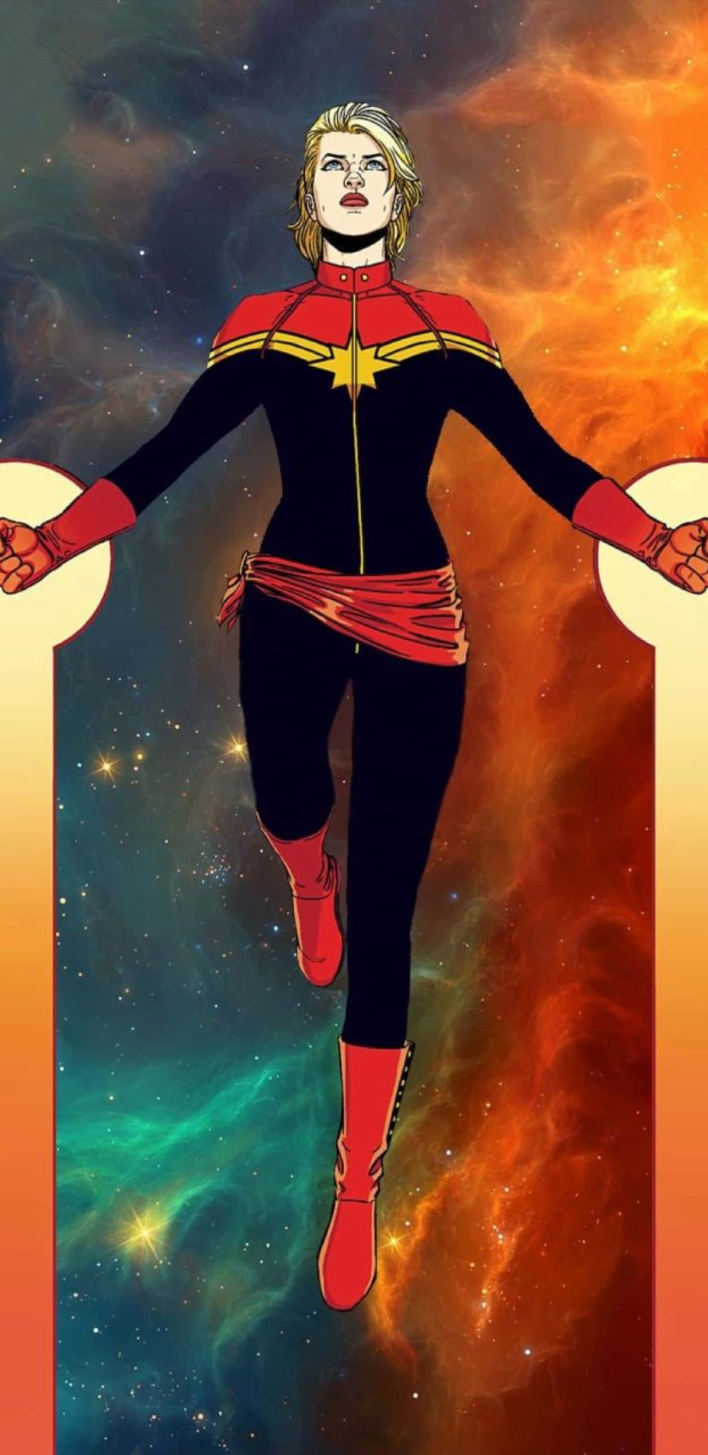 Pixel 3xl Captain Marvel -tausta lentämässä galaksissa Taustakuvat