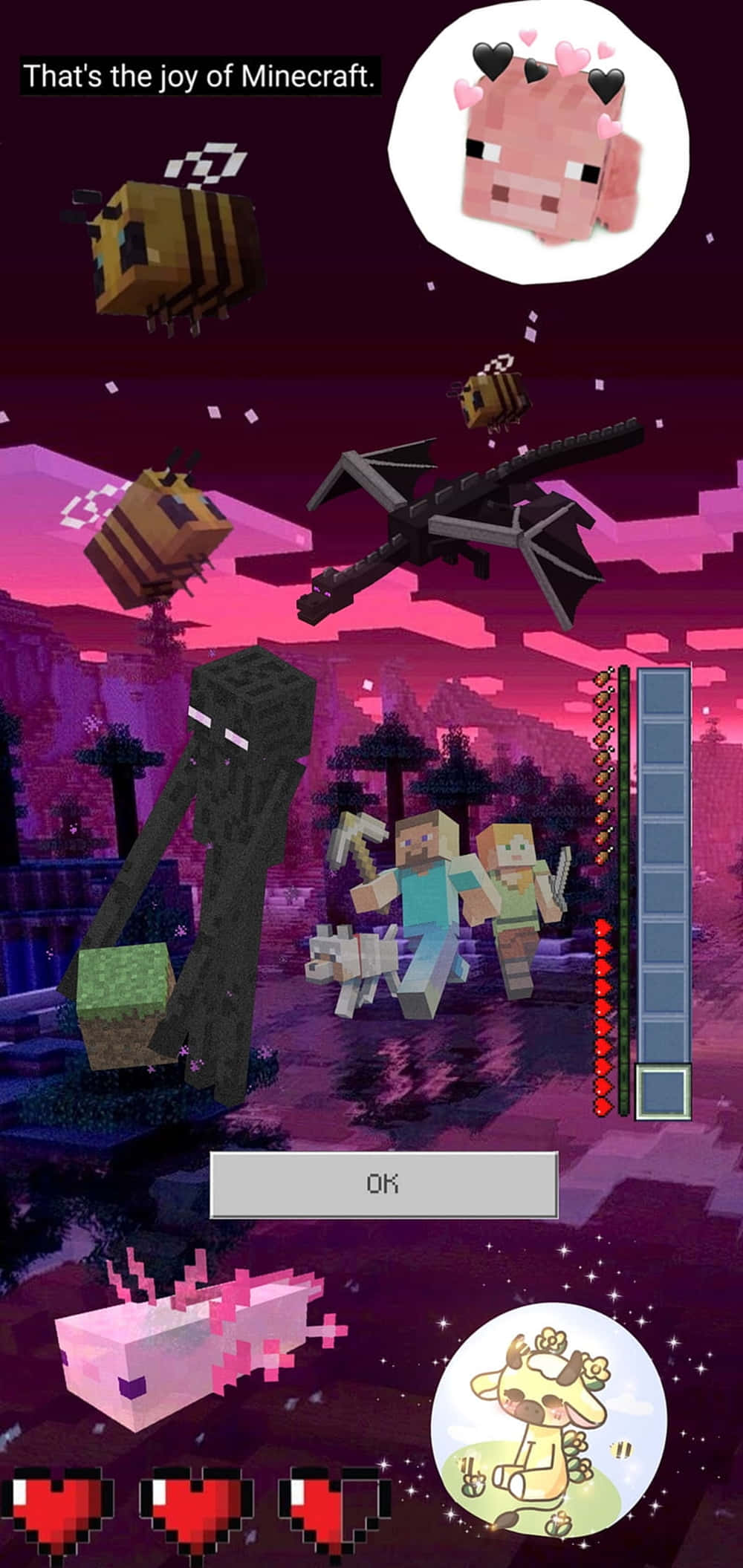 Pixel 3xl Minecraft -taustakuva Pinkki musta Taustakuvat