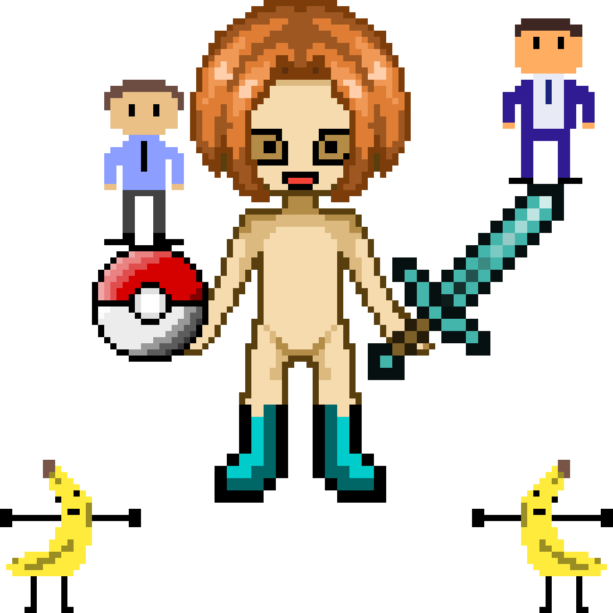 Pixel Art Roblox-hahmo Pokemon- ja Minecraft-elementeillä Taustakuvat