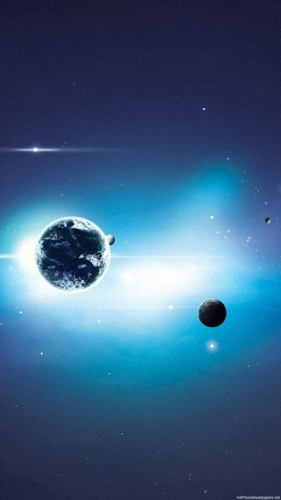 Planeetat ja sininen valoavaruus iPhone Taustakuvat