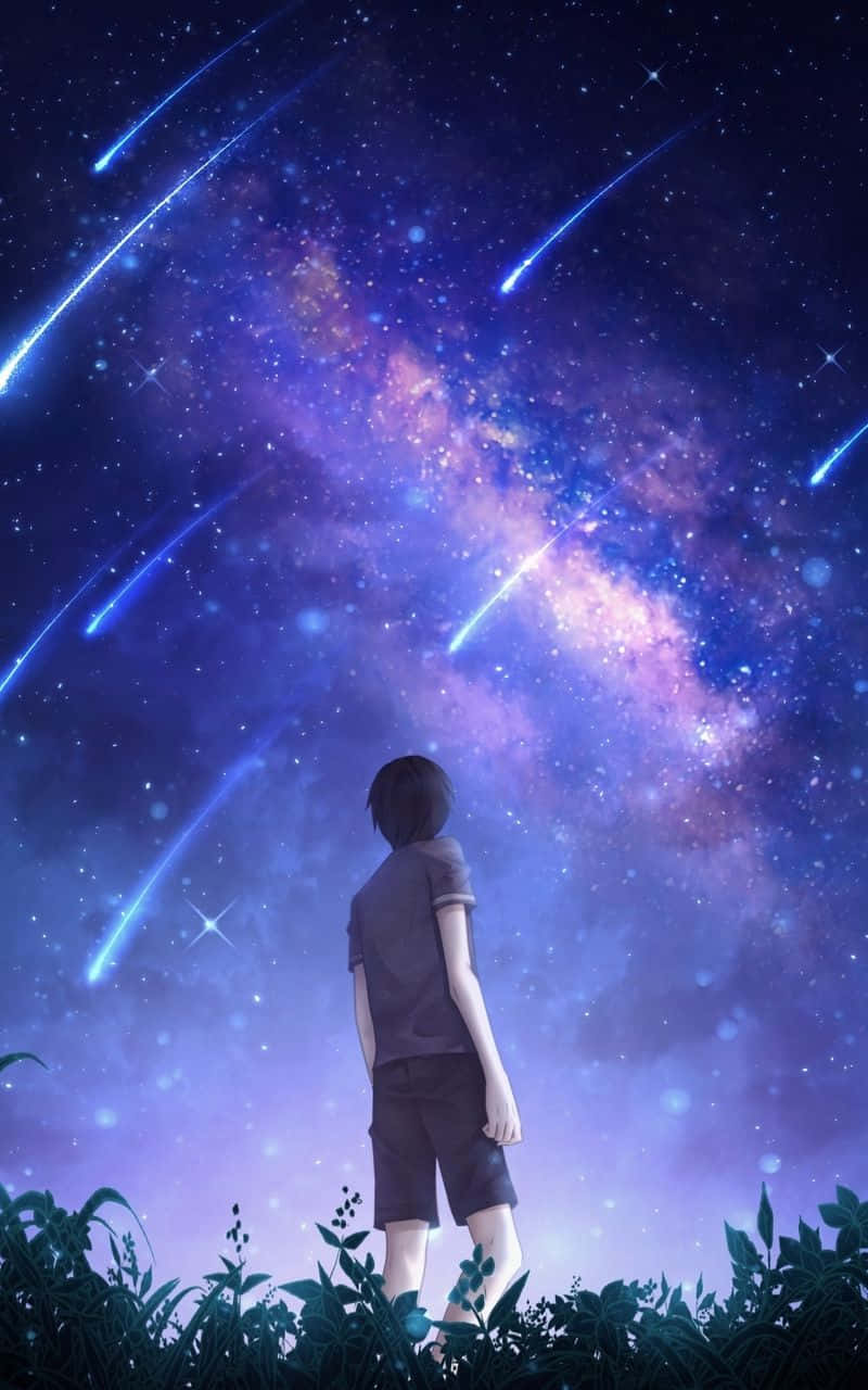 Poika katsomassa yötaivaalle animekuvassa Taustakuvat