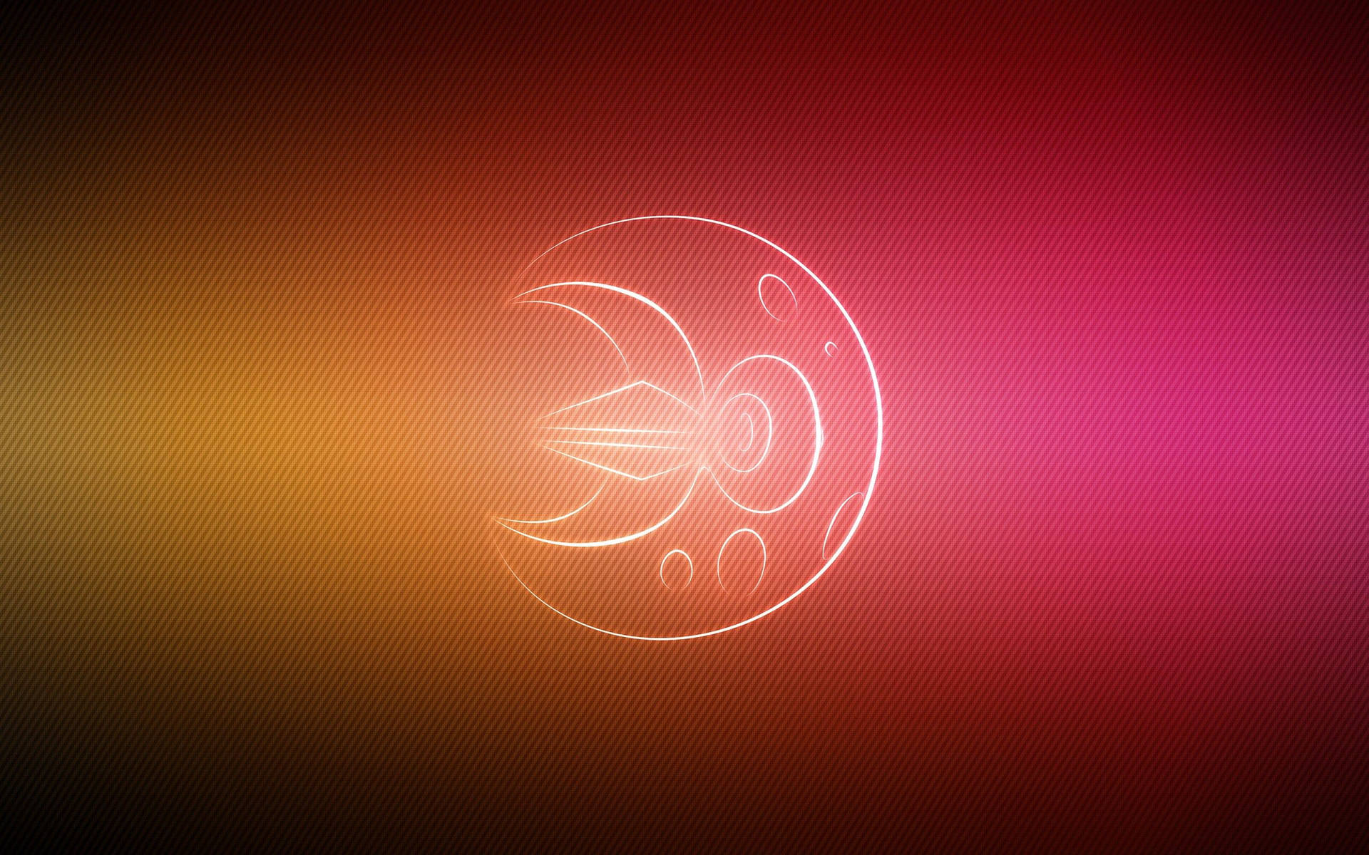 Neon oranssi ja vaaleanpunainen fanitaide Pokemon Lunatonesta taustakuvana.