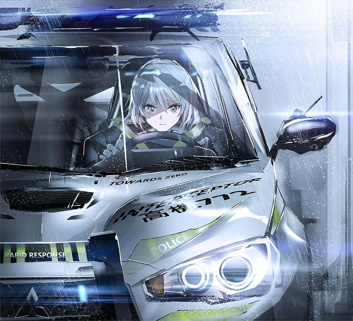 poliisiauto, jonka kuljettajan istuimella on tyttö Taustakuvat