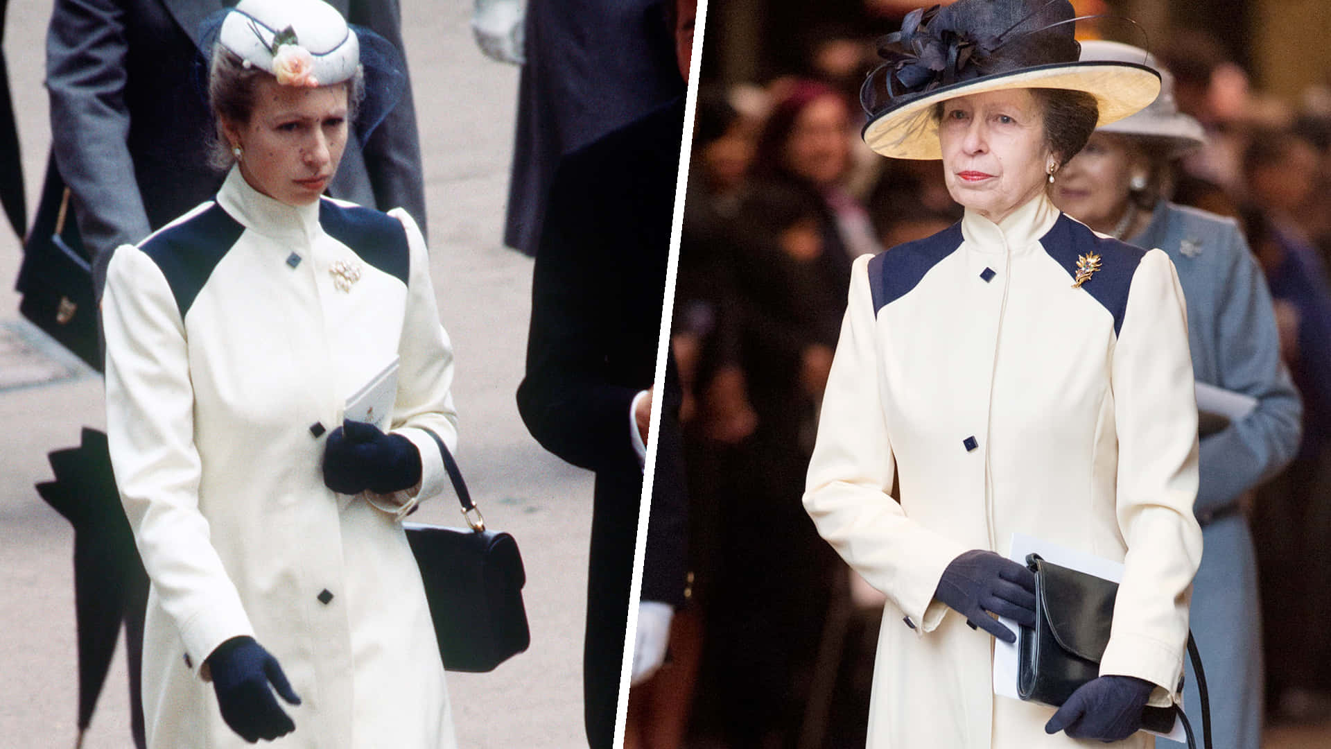Prinsessa Anne käyttää uudelleen kermanväristä ja laivastonsinistä takkia Taustakuvat