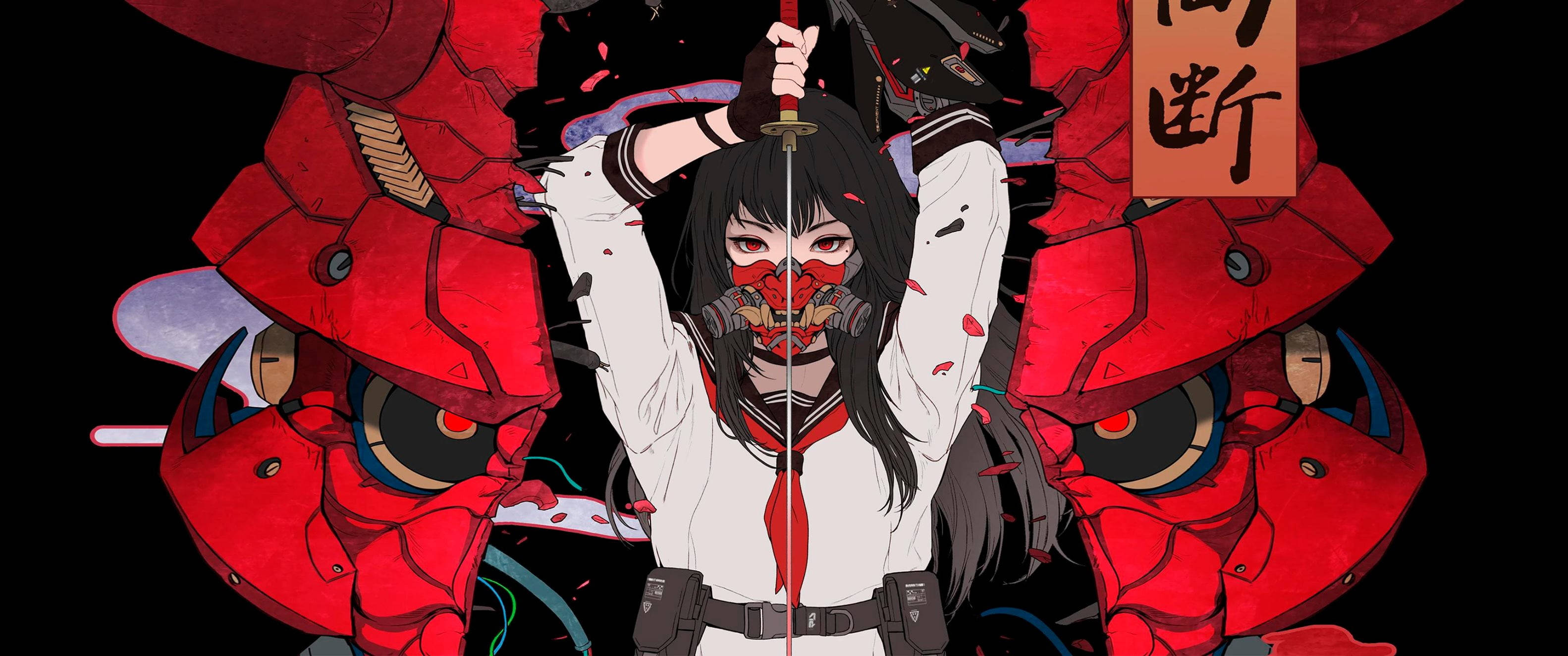 Punainen anime-demonaamio Taustakuvat