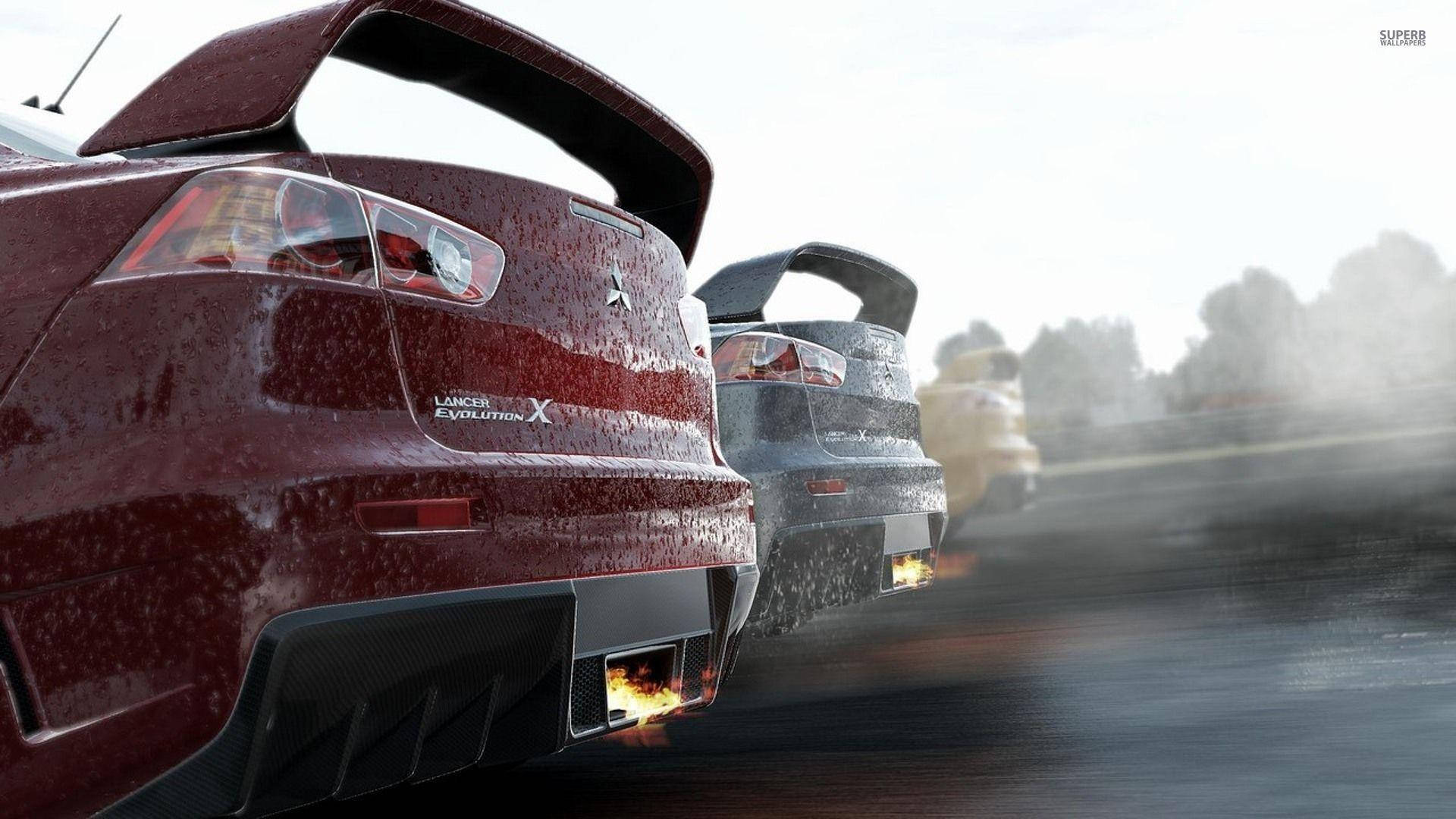 Punainen auto leikattuna näkymänä Project Cars -pelistä Taustakuvat