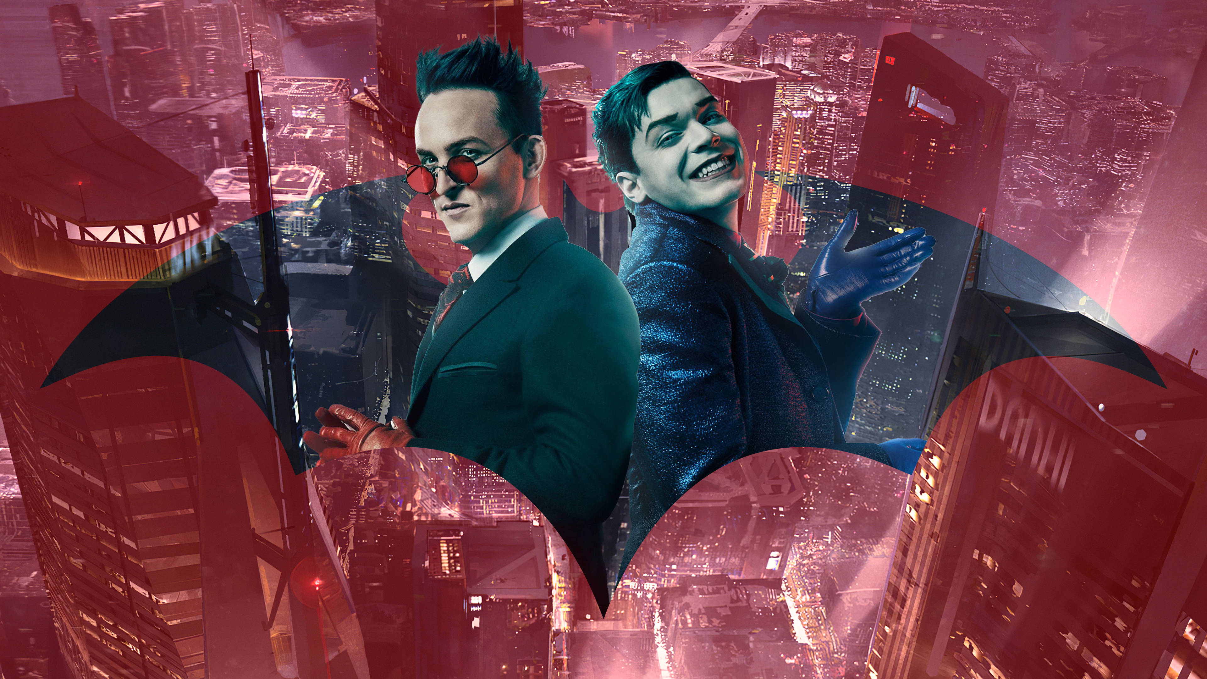Punainen esteettinen 4K Gotham Pingviini Taustakuvat